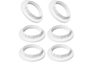 KJZEEX Lampshade Reducer Ring E14 Screw Collar Ring 28MM, Lampshade Fittings E14 for Table Lamp, Ceiling Lights, Plastic Screw Bulbs Lamp Holder Twist Lock Socket Replacement Ring - Pack of 6(White)