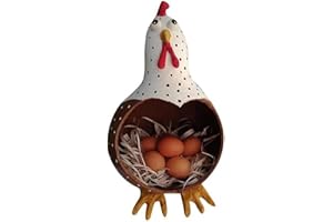 Kongou Cesta De Recolección De Huevos, Organizador De Huevos Con Diseño De Gallina, Decoración Campestre Rústica Huevera De Encimera