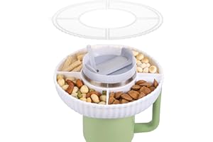 Kssvzz Snackschale Kompatibel mit Stanley Cup 40oz, Snack Teller mit Deckel Kompatibel mit Stanley Quencher 40oz Tumbler, Silikon Stanley Cup Zubehör mit 4 Fächern (Weiß)