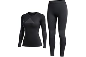 EIISSION Intimo Termico Donna Manica Lunga Invernali Maglia Leggins Pantaloni Termici Completo Sportivo Sci Tuta Intera Biancheria Termica Vestiti Sottomaglia Termiche