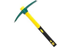 ZEONHEI 17.7 Inch Pick Mattock Hoe Heavy Duty, Gardening Hand Pick with Shock Absorption Rubber Handle and Forged Head, Pick Axe Hand Tool for Digging Weeding Prospecting Camping