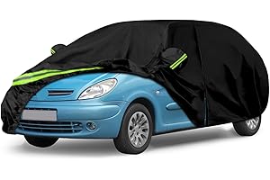 ZWPARTS Funda de Coche Reemplazo para Citroen Xsara Picasso 1999-2010, Impermeable Negra Cubierta de Garaje Completa con Puerta con Cremallera para Nieve, Lluvia y Protección contra Todo Tipo de Clima