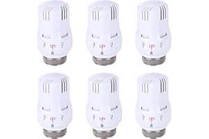 CRESBEL Testina termostatica: 6 pezzi termostato per radiatore, valvola per radiatore M 30 x 1,5, set testa termostatica per radiatore, testa di ricambio, valvola del radiatore