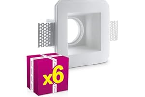 SUPERIA MILANO Superia - 6pz Portafaretto in Gesso CERAMICO da Incasso Quadrato per Controsoffitti cod. GA200