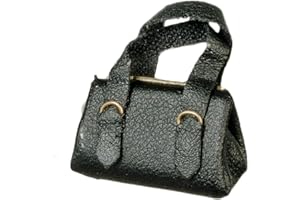 TOWN SQUARE MINIATURES Dolls House Modern Black Ladies Handbag Miniature Bedroom Hall Shop Accessory