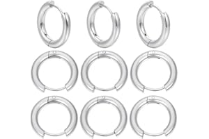 SUNNYCLUE 1 Boîte de 24 Pièces 12 Paires Crochets Boucles d'oreilles Huggie Hoops Acier Inoxydable Boucles d'oreilles Créoles Rondes 14 mm à Levier Arrière Fils Earrings Hypoallergéniqu