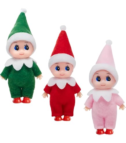 EKKONG Lutin Farceur de Noel, Elfe de Noel Farceurs 2 Pièces Bebe Petit Lutin Farceur de Noel pour Jouet de Décorations de Noël Garçon Fille