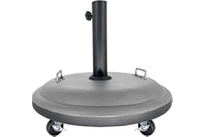 Acomoda Textil – Base de Sombrilla Ajustable Redonda 50 cm ø con Ruedas para Jardín, Patio, Terraza. Soporte de Parasol 25 kg Resistente, Manejable con Doble Asa. (Redonda con Ruedas 50 cm ø)