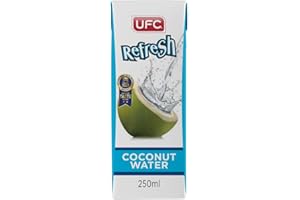 UFC Refresh 100% Natural Coconut Water- 12 x 250ml| Naturally Hydrating - Packed with Electrolytes - Gluten Free - Full of Vitamin C & Potassium, Ambient Storage | (12 x 250ml)