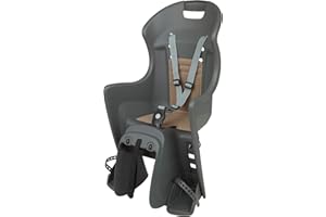 DIEFFE CYCLING ACCESSORIES DIEFFE 8630500034 - Siège Arrière Bikey Cool Elm pour Vélo avec Roues de 26'' à 29'' Convient aux Enfants de 9 à 22 Kg avec ancrage Facile sur Le Porte-Bagages en Couleur Gris Macaron/Brun
