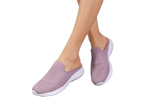 Fannyfuny Damen Plateau Sneaker Sportlich Stahlkappenschuhe rutschfeste Lässige Slip On Walkingschuhe Straßenlaufschuhe Atmungsaktive Casual Große Größe Für Sport Trekking Workout