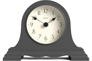 Jones Clocks® Speakeasy mantel clock | Classic Napoleon’s hat design | Dark Grey | Contemporary classic style for desk, table, shelf or bedside