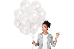 GUSKASA Palloncini Compleanno, 100 Palloncini Bianchi, 25cm, palloncini compleanno bambina e bambino, palloncini bianchi e bianco, palloncino feste, palloncini gonfiabili, palloncini compleanno elio