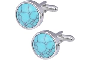 Jonwo Dome Natural Turquoise Stone Cufflinks Jewelry for Men Stainless Steel Classic Tuxedo Shirt Unique Business Wedding
