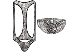 VemeFufu Jockstrap Bain Body pour Hommes avec Bretelles Sexy Hommes Culotte Bretelles Combinaison Une Pièce Combinaison Body Suspensoir Masculin Chaud Léopard Sport Lutte Salle De Bain Sous-Vêtements