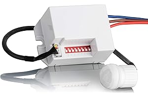 SEBSON® Mini Bewegungsmelder Innen, Unterputz Deckenmontage zum Einbauen, programmierbar, Infrarot Sensor Reichweite 6m / 360°, LED geeignet, 3-Draht Weiß