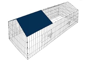 CADOCA® Freilaufgehege 180x75x75cm Sonnenschutz Auslauf Garten Kaninchenstall Hasenstall Kleintierauslauf Dachstoff Blau