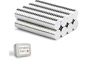UTOMAG 200 Pezzi Magneti al Neodimio 5 x 1 mm - Forti Calamite Rotonde di Piccole Dimensioni per Frigorifero, Scienza, Artigianato, Bacheche, Mappe, Foto, Decorazioni, Scuola, Cucina e Ufficio