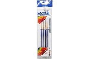 DOMS Set 4 Pennelli Tondi in Fibra Sintetica – Misure 0/2/4/6 - Resistenti e Precisi - Set Artistico per Pittura, Scuola e Hobby Creativi