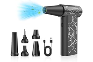 ‎KACNON Bürstenloser Motor 180000RPM, 180W Elektrische Staubgebläse Druckluftspray, 4-Gang Compressed Air Duster mit 8000mah Akku, Jet Dry Dust Blower aus Aluminum, PC Reinigungsset für PC, Auto, Sofa