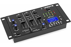 Vonyx STM3030 Table de Mixage 4 Canaux - Port USB, Technologie sans Fil Bluetooth, 2 Canaux Phono/Ligne Commutables, 1 canal MP3/Ligne, 2 Entrées Micro, Sortie Casque, Idéal pour DJ Mobile