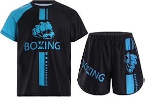 Freebily Kids Boys Muay Thai Shorts and Shirt Set Boxing Kickboxing MMA Training Trunk Fight BJJ Grappling Shorts