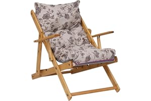 LIBEROSHOPPING.eu - LA TUA CASA IN UN CLIK Fauteuil Chaise Longue Relax inclinable 3 Positions en Bois Pliant (Fleur)
