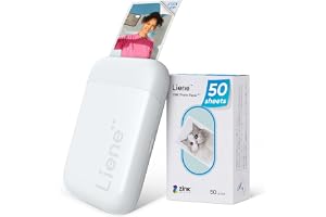 Liene 2x3” Photo Printer, Mini Instant Portable Color Mono Picture Printer Bundle 50 Zink Adhesive Paper, Bluetooth 5.0, Compatible w/iOS & Android, Small Phone Sticker for iPhone, Smartphone