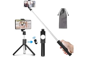 ELECTRIC GIANT Bastone Selfie Wireless, 4 in 1 Asta Selfie Stick Bluetooth 100cm con Treppiede e Telecomando Wireless per Samsung Huawei LG HTC 3,7-6,8in Cellulare Camera Gopro ECC…