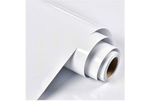 ABYSSALY White Sticky Back Plastic Vinyl Wrap Self Adhesive Wallpaper Glossy/Glitter 40cm X 300cm for Kitchen Countertop Cover Peel and Stick Furniture Stickers