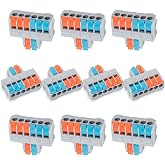 Innfeeltech 10 Pack Connecting Terminals Clamp, with Compact Toggle Cable Connector 2 Inputs 6 Outlets for Flexible and Rigid