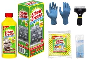 QLV Oven Cleaner Kit with Non-Scratch Scraper, Gloves, Cloth & Cleaning Bag. Fume-Free Heavy Duty Cleaning Products for Racks, Grills, BBQ & Air Fryers. Powerful Kitchen Grease Remover