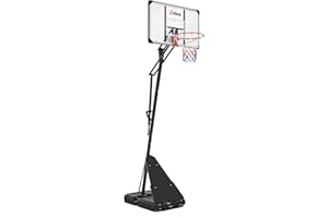 ZELUS Basketball Hoop Outdoor, 3.05 m Height Adjustable Basketball Hoop System with 46 cm Standard Rim, 110 cm Backboard & Weight Bag, Portable Basketball Hoop for Backyard Driveway Poolside