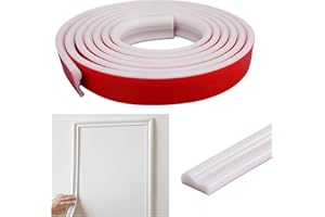 XYVOR 3 Metros Molduras de Pared Autoadhesivas de 32 mm de Ancho, Cortable, Blanco TPE Flexible Molduras Decorativas Pared, Impermeable Moldura Decorativas para Muebles, Marcos de Puertas, Techos, Paredes