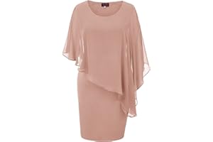 Hanna Nikole Women's Plus Size Cape Chiffon Dress Cocktail Formal Party Pencil Dress