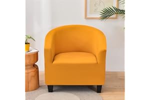 Highdi Housse de Fauteuil Plaine Extensible Hôtel Chesterfield 1 Pièce, Couverture de Fauteuil Couleur Unie, Housse de Canapé avec Accoudoirs Protecteur de Tub Chair (d'or)