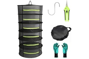 Bysameyee Stendino per Erbe Aromatiche a 6 Strati, Rete Asciutta a Rete Sospesa per Piante da 2 Piedi con Cerniere Verdi e Gancio Bonus