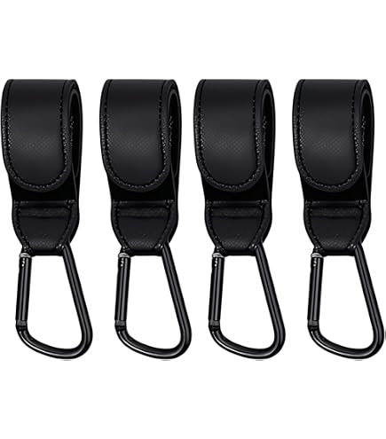 Lot De 4 Clips/crochets Pour Poussette - En Nylon Et Mousqueton, Pour Suspendre Sacs, Sacs à Provisions, Etc.