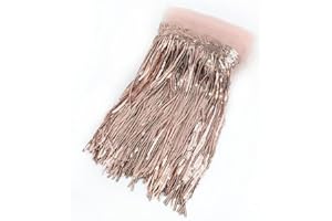 SHTGOI 5 yard - 20 cm de large - Bordure frangée à franges - Frange coupée - Ruban décoratif - Accessoires de couture pour costumes, robes - Apparel - Champagne
