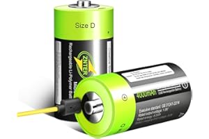 Baterie HITRENDS z ogniwami D - Akumulatory litowe D USB do ładowania - 1,5 V / 4000 mAh (2 szt.) - Nie NI-MH / NI-CD / Baterie alkaliczne - Przyjazne dla środowiska i nadające się do recyklingu - Brak efektu pamięci