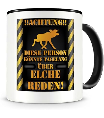 Samunshi Elch-Tasse Mit Spruch – 300 Ml, „Bildung Wichtig, Elche Wichtiger“, Spülmaschinenfest