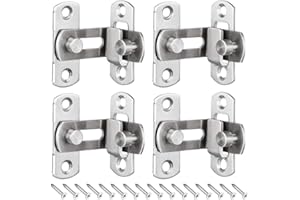 KingYH 4 Pezzi Serratura Porta 90 Gradi Fibbia per Porta Inossidabile Acciaio Scorrevole Fienile Porta Chiavistello per Finestra Mobili e WC Chiusura Scorrevole Porta Maniglia Armadietto Barn porta