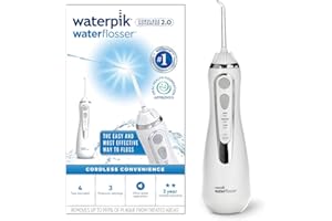 Waterpik Cordless Advanced Water Flosser, 3 Pressure Settings, Dental Plaque Removal Tool, Ideal for Travel or Small Bathrooms, USB Charger, White, WP-580UK