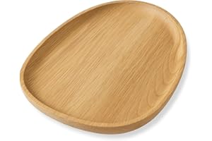 EKFJAELL dekorative Holzschale perfekt zum Servieren, Dekorieren und Präsentieren - Deko Tablett, Tischdeko Holz, Servierplatte Holz, Serviertablett (Eiche, 250x180x15 mm)