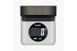 TERRAILLON - BA22 MYTHIQUE - Balance de cuisine électronique, Design iconique et rétro, Bol intégré 0.7L, Grand écran LCD, Affichage XXL des chiffres, Fonction Tare, Gris
