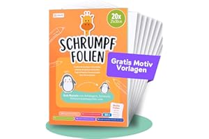 molinoRC Schrumpffolie zum Bemalen 20x A4 [mit GRATIS Vorlagen-Download] - matt transparent - Schrumpffolie Set - erhärtet glatt und gleichmäßig - Shrink Plastic Sheets