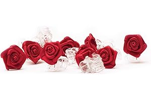 FLEXISTORE 10 Petites pinces à cheveux ornées de roses hairclips Bijoux de cheveux mariée - Rouge Bordeaux