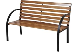 BESPOKE GARDEN 3 Seater Garden Patio Bench Oakwood Slats Metal Legs 122cm