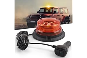 BIHEE Faro a LED magnetico arancione 12 V/24 V con 8 modalità di flash 2,8 Meters-Cable lampada di avvertimento per Roulotte, carrello elevatore, trattore, veicolo auto