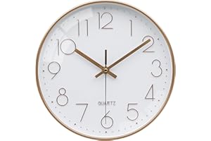 VIKMARI 12 Inch Wall Clock Silent Non Ticking Modern Rose Gold Clock, Decor for Living Room Bedroom Kitchen Office Bathroom